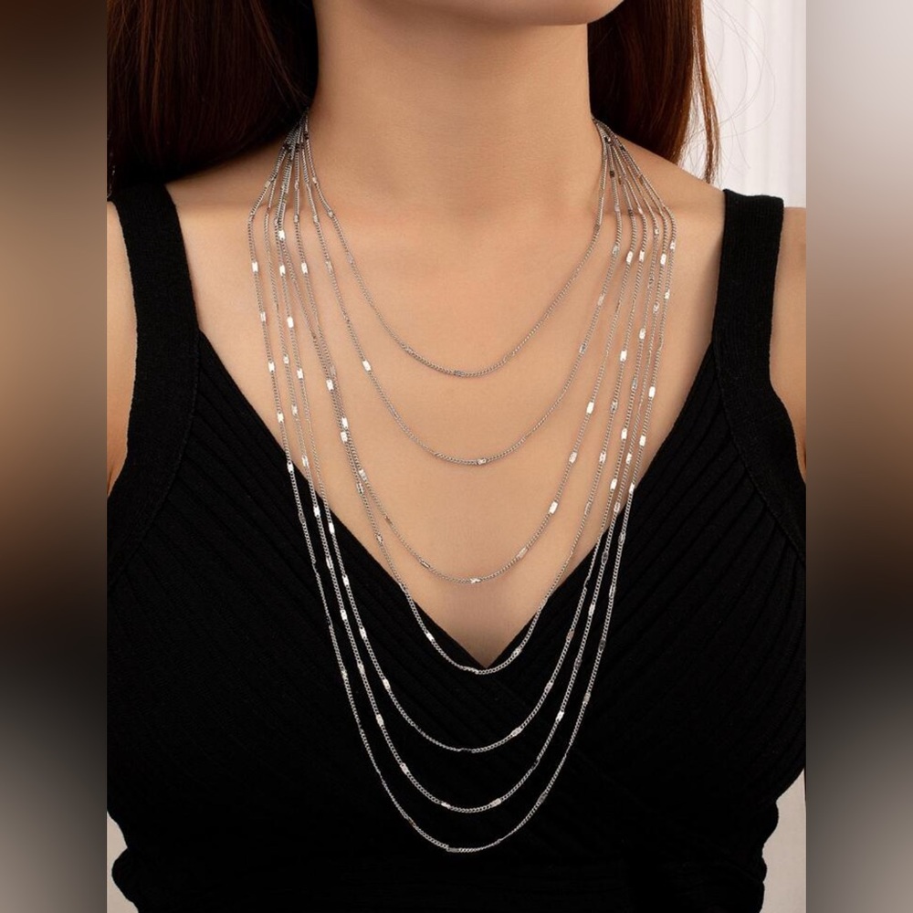Silver Tone Layered Necklace